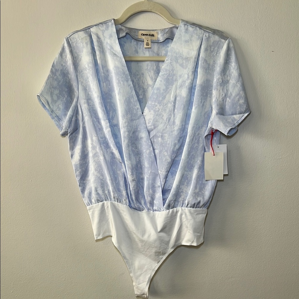 Open Edit Wrap Bodysuit with Cap Sleeves NWT